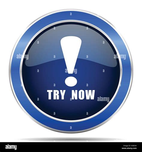Try Now Vector Icon Modern Design Blue Silver Metallic Glossy Web And