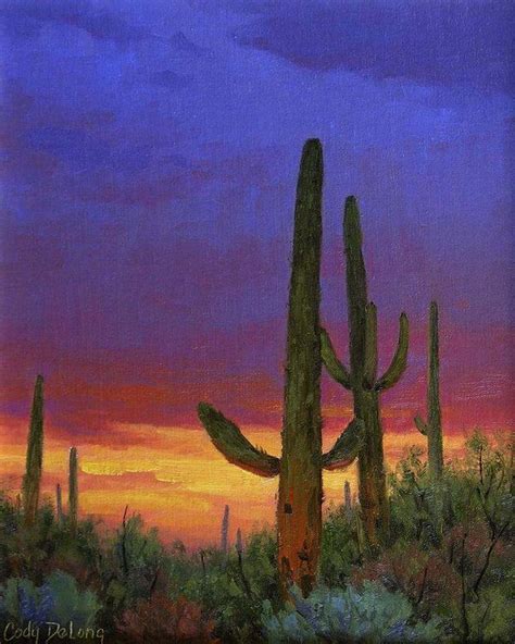 Saguaro Sunset Art Print By Cody Delong Sunset Painting Sunset Art