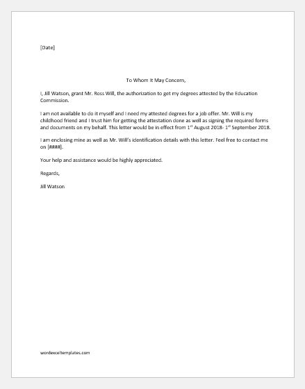 Good examples of which would be arial or the standard times new roman. Letter of Authorization to Act on Behalf for Various ...