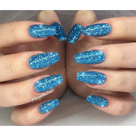 Blue Glitter Nails Manicure Com Glitter Sparkly Gel Nails Gel Nails Long Blue Glitter Nails