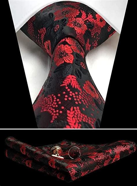 Red And Black Floral Necktie Set Can100 Toramon Necktie Company In