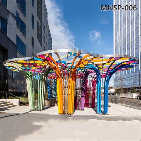 Painted Large Metal Tree Sculpture For Public Space Youfine