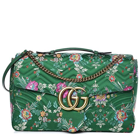 Gucci Jacquard Matelasse Floral Maxi Gg Marmont Top Handle Shoulder Bag