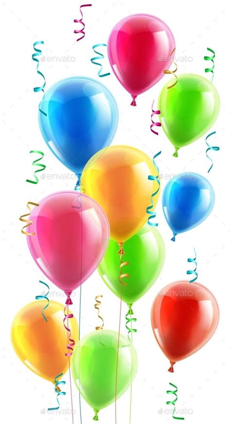Birthday Or Party Balloons And Ribbons Happy Birthday Photos Happy