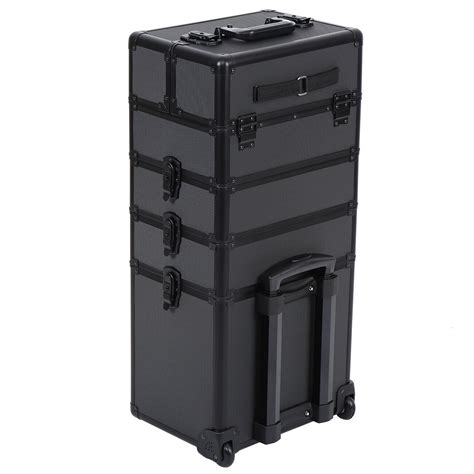 Black Beauty Cosmetic Box Trolley Make Up Case Hairdressing Vanity In