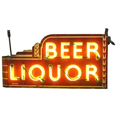 Rare Art Deco Double Sided Yellow Neon Sign Beer Liquor Neon