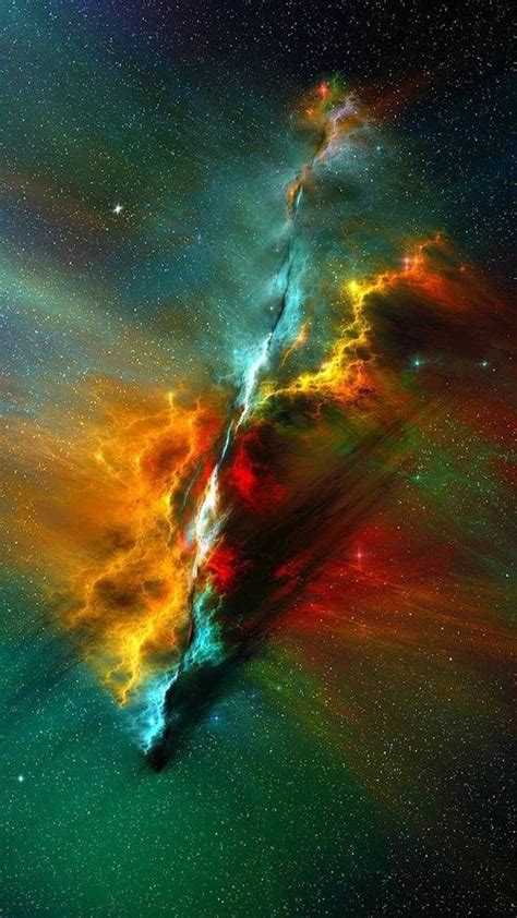 An Image Of A Colorful Cloud In The Sky With Stars And Dust On Its Side