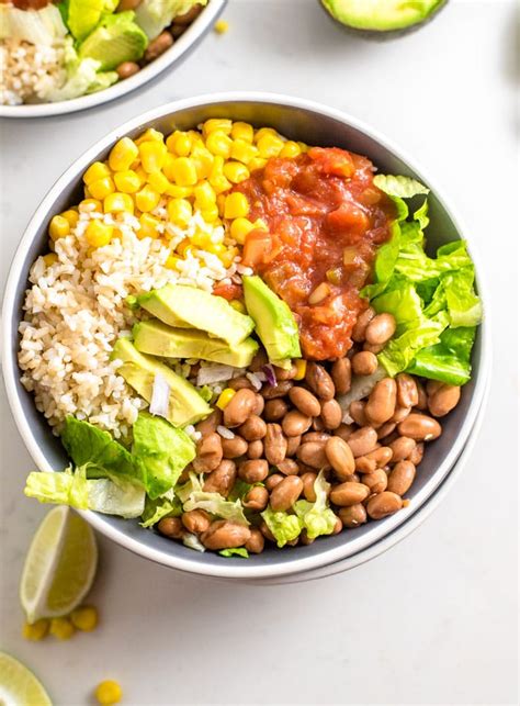 Mix ½ tsp cumin, ½ tsp oregano, ¼ tsp salt, and ½ c black beans in a small bowl. Easy Brown Rice Burrito Bowl {vegan} - Running on Real Food