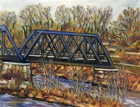 Black Bridge Winter Painting By Richard Nowak Fine Art America