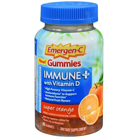 Emergen C Immune Plus With Vitamin D Gummies Super Orange 45 Ea
