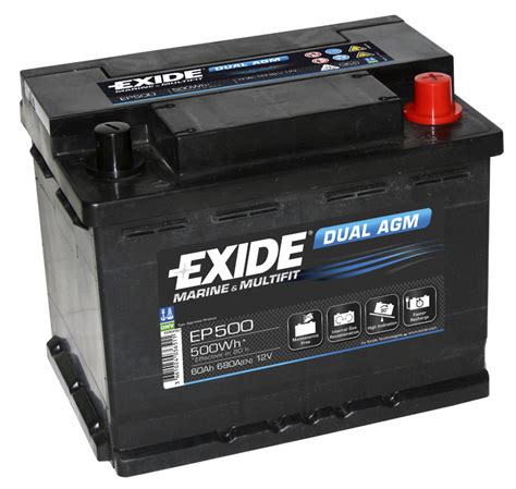 Exide Ep500 Dual Agm Leisure Marine Battery Leisure Batteries Exide