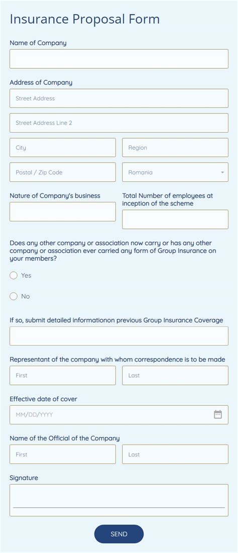 Free Insurance Proposal Form Template 123formbuilder