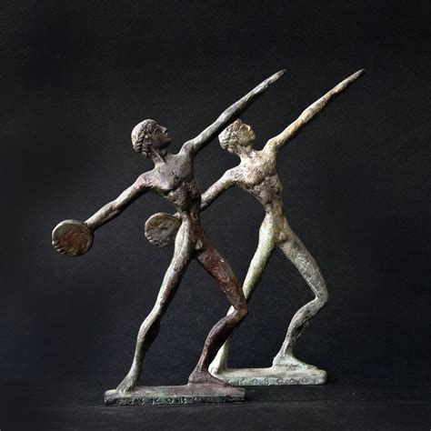 metal art sculpture discus thrower athlete bronze figurine discobolus ancient greece olympic