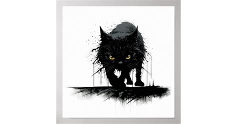Minimalist Ink Survival Horror Prowling Cat 8 Post Poster Zazzle