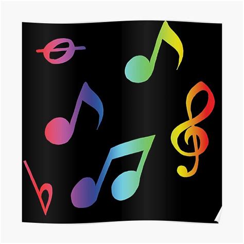 Rainbow Music Notes And Treble Clef Poster For Sale By Hulyahoo