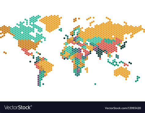 Dotted World Map With Countries Borders Royalty Free Vector