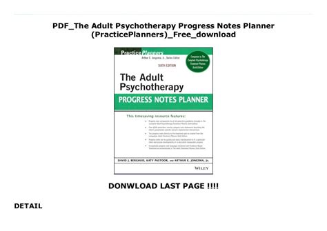 Pdf The Adult Psychotherapy Progress Notes Planner Practiceplanners Free Download