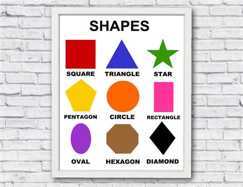 Geometric Shapes Printable Montessori Poster Homeschool Etsy Art