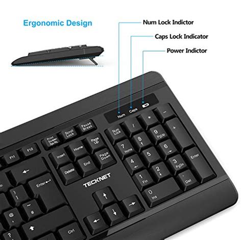 Tecknet Wireless Keyboard And Mouse Set 24g Full Size Ergonomic