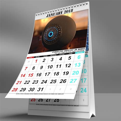 3d Model Desk Calendar 2018 Cgtrader
