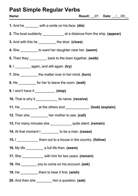 Printable Past Simple Regular Pdf Worksheets With Answers Grammarism