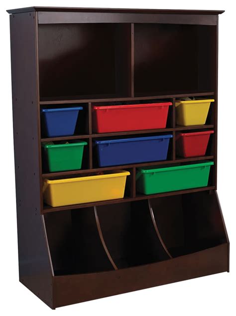 Kidkraft Wall Storage Unit With Bins Espresso Contemporary Toy