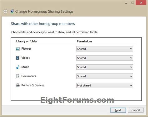 Homegroup Sharing Settings Change In Windows 8 Windows 8 Help Forums