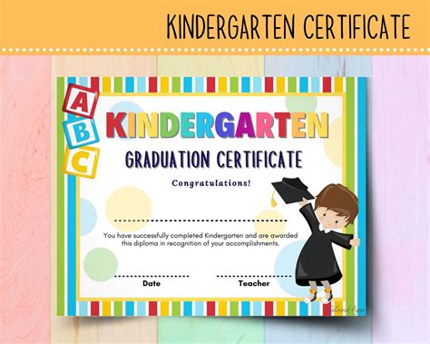 Rainbow Kindergarten Graduation Certificate Kindergarten Etsy