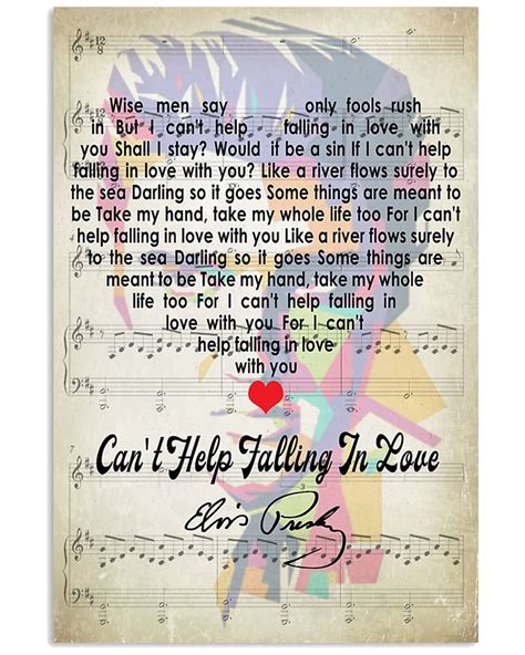 Elvis Presley Cant Help Falling In Love Print Art Lyrics Etsy