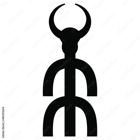 Stylized Figure Of God Baal Hadad Horned Man With Bull Head Mythology
