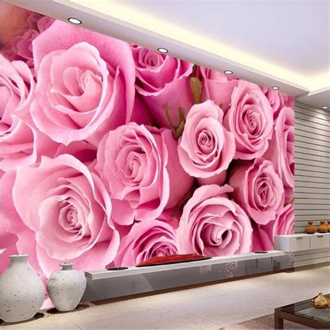 Custom Any Size Photo Pink Rose 3d Wallpapers Mural Background Wall 3d