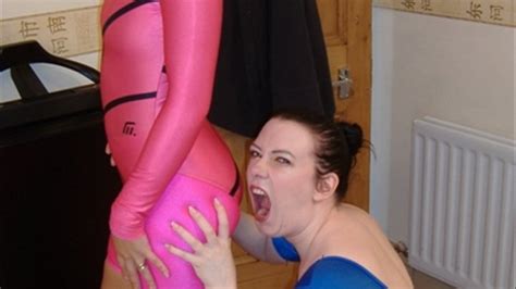 Pink Blue Leotards Spandex Lesbians Part Shinywear Lycra
