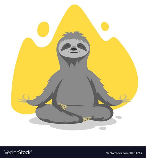 Happy Cute Sloth Practicing Yoga Exercises Print Vector Image