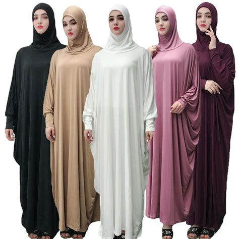 Details About Muslim Women Prayer Dress Dubai Khimar Long Hijab Jilbab Islam Overhead Abaya In