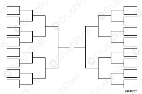Simple Black Tournament Bracket Template For 32 Teams On White Stock