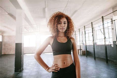 Portrait Of Determined African Female Standing In The Gym Beautiful