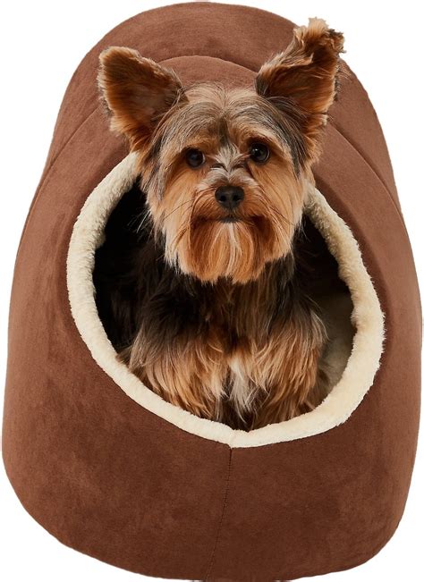 Frisco Cave Covered Cat And Dog Bed Brown