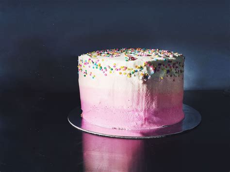 Stunning Pink Ombre Vanilla Birthday Cake Vanilla Birthday Cake Cake