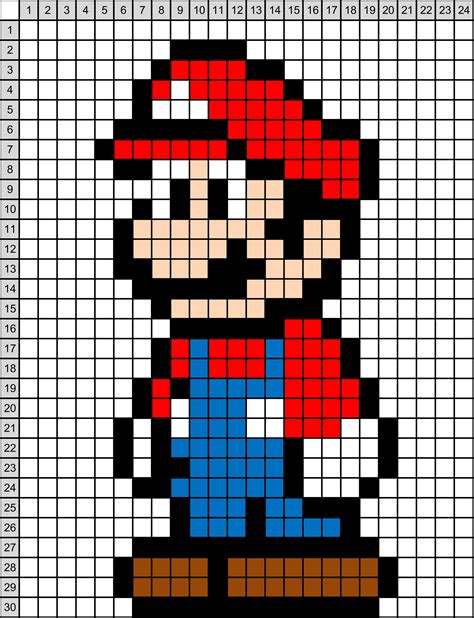 MARIO BROS Pixel Art Easy Pixel Art Pixel Art Templates