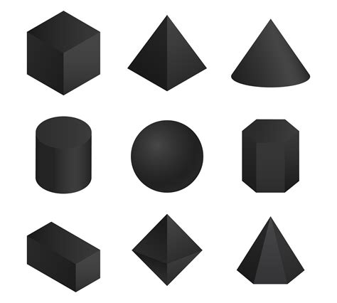 Assorted 3d Black Geometric Shapes 1234433 Vector Art At Vecteezy