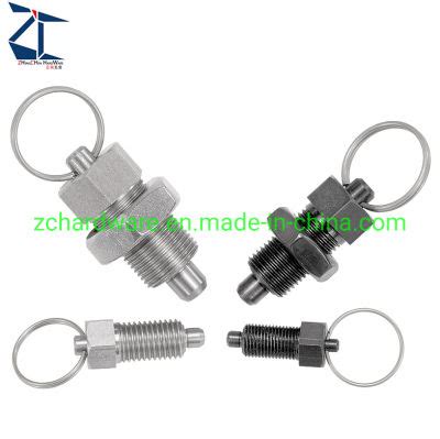 China Stainless Steel Non Lock Out Type Stubby Hand Retractable Spring Plunger With Pull Ring