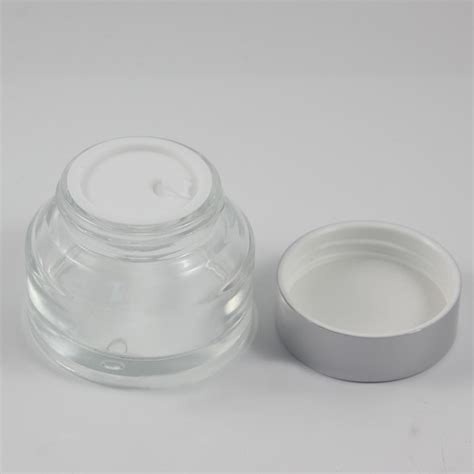 50g Clear Glass Cream Jar With Matte Silver Aluminum Lid 50g Cosmetic Jar For Mask Or Eye Cream