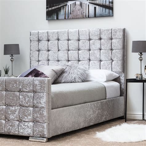 Sandringham velvet upholstered winged bed. Dalkeith Diamante Silver Crushed Velvet Upholstered Bed ...