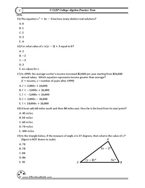 Clep College Algebra Practice Tests Extra Practice To Help Achieve