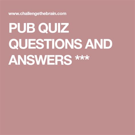 Pub Quiz Questions And Answers Pub Quiz Pub Quiz Questions Quiz