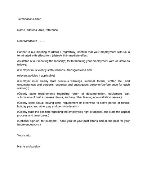 Appeal Letter For Termination Of Employment Sample 50 Editable