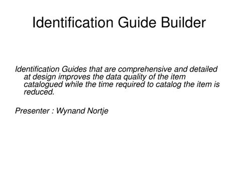 Ppt Identification Guide Builder Powerpoint Presentation Free