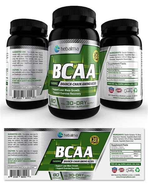 Bcaa Amino Acids Supplement Label Template