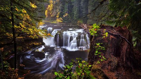 Wallpaper Usa California Washington Lewis River Waterfalls Autumn