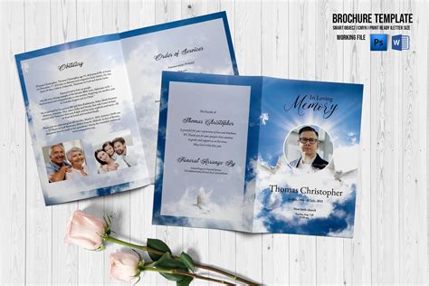 Heavenly Dove Funeral Program Template Obituary Template Etsy In 2022